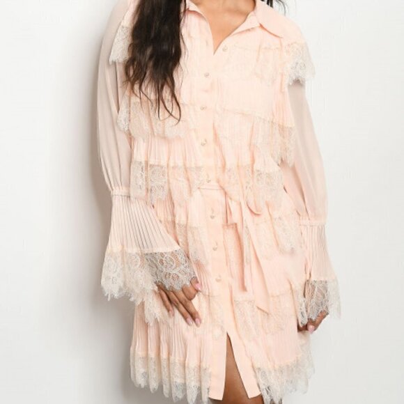 Peach Ruffle Dress - Picture 1 of 3